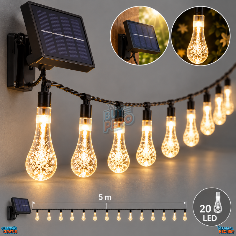 SolarDrops™ ✨ - Guirnalda solar decorativa 5 metros ☀️
