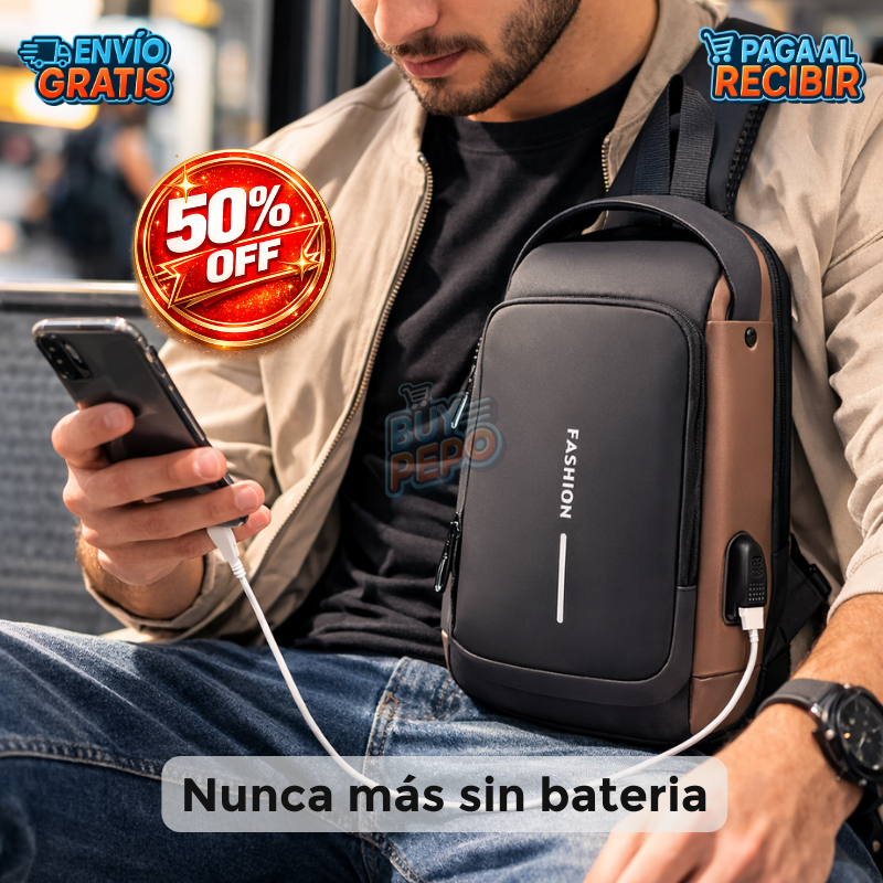 Bandolera 🔒 - Mochila pecho antirrobo USB 🔌