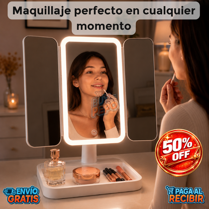 GlowDream™ ✨ - Espejo LED tríptico 💄