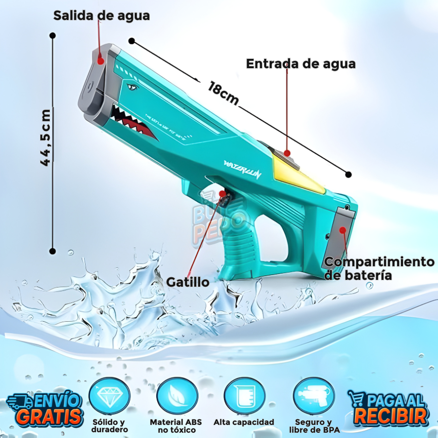 SharkBlaster™ 🦈 - Pistola de agua eléctrica 💦