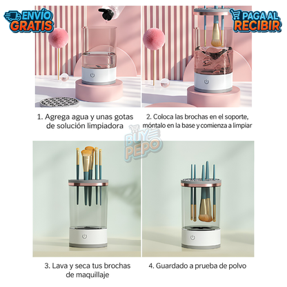 BrushSpin™ 🌀 - Limpiador eléctrico de brochas ✨