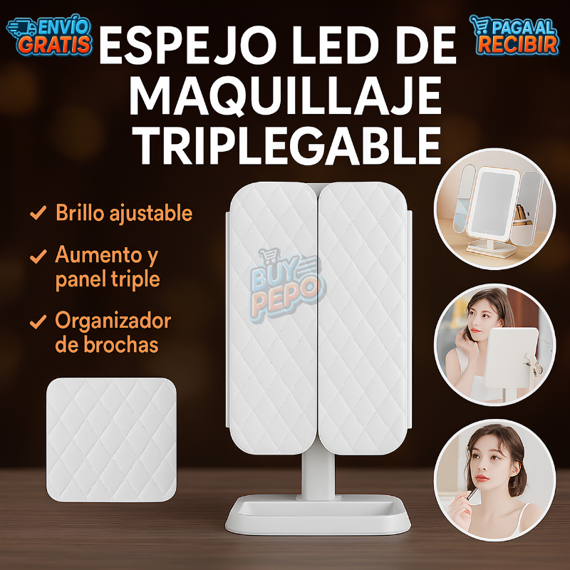 GlowDream™ ✨ - Espejo LED tríptico 💄