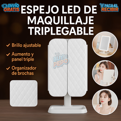 GlowDream™ ✨ - Espejo LED tríptico 💄