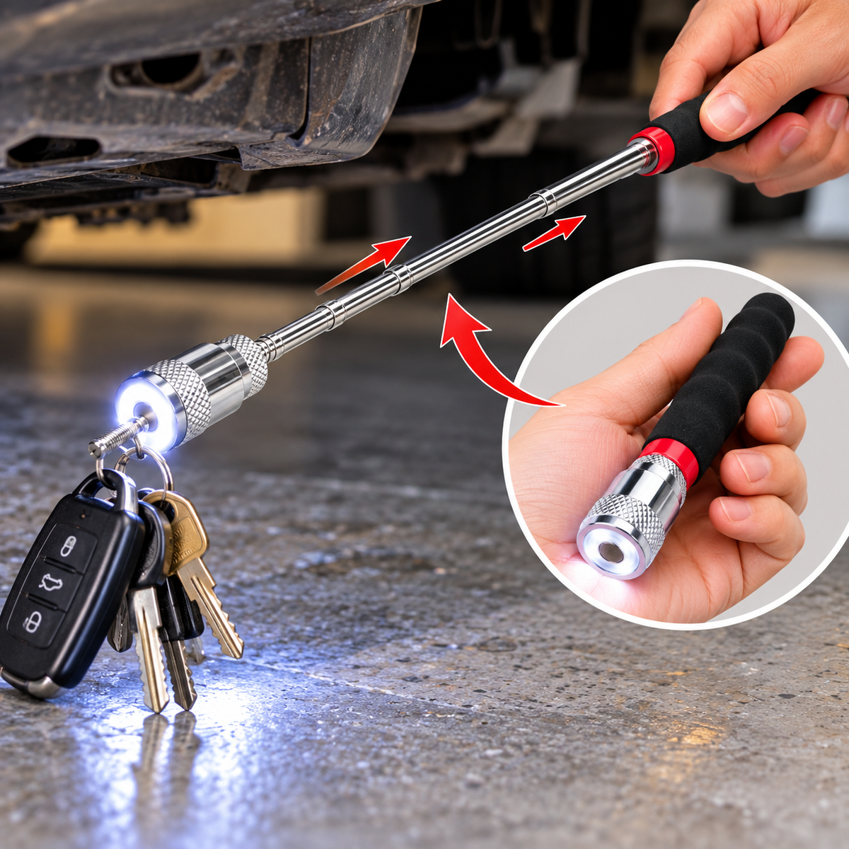 Extensor magnético encuentra metales con luz LED