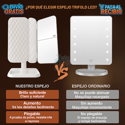 GlowDream™ ✨ - Espejo LED tríptico 💄