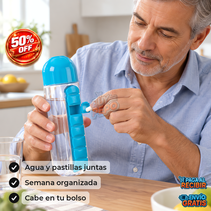 PillSip™ 💊 - Botella con pastillero semanal 💧