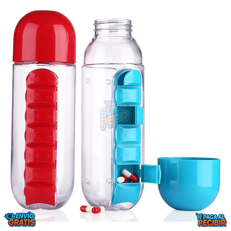 PillSip™ 💊 - Botella con pastillero semanal 💧