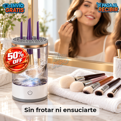 BrushSpin™ 🌀 - Limpiador eléctrico de brochas ✨