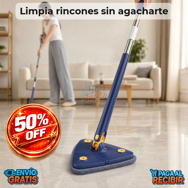 CornerSwipe™ 🧹 - Mopa triangular rotativa 360° 🔄