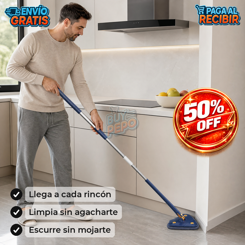 CornerSwipe™ 🧹 - Mopa triangular rotativa 360° 🔄