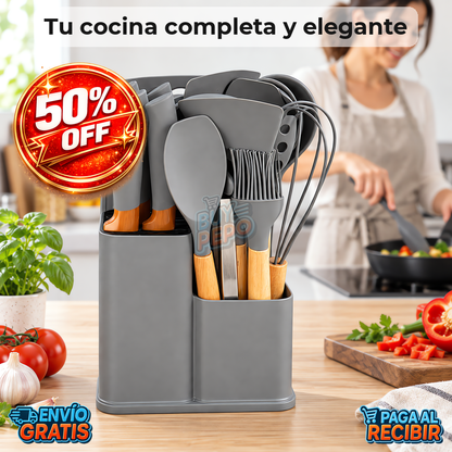 SilkChef™ 🍳 - Set 19 utensilios silicona 🥄