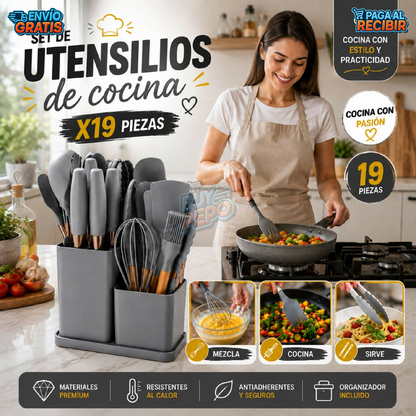 SilkChef™ 🍳 - Set 19 utensilios silicona 🥄